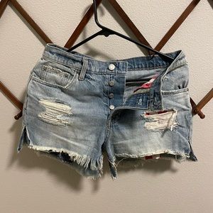 High waisted denim shorts
